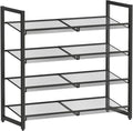 Metal Shoe Rack for Closet,entryway, 4-Tier Shoe Organizer, Adjustable Flat or Angled Shelves, Holds up to 20 Pairs Shoes, Black