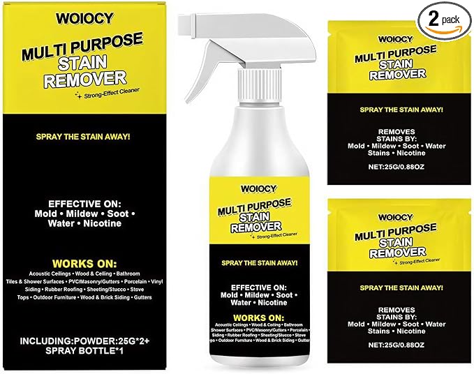 2-Pack Multi-Purpose Stain Remover, All Purpose Cleaner Spray for Water Marks, Yellowing, Soot & Residue, Indoor & Outdoor Hard Surfaces