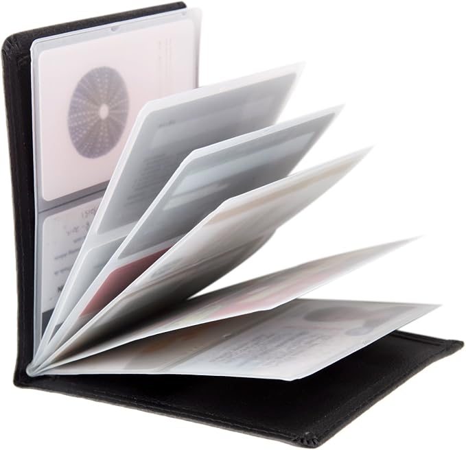 RFID Blocking Wallet - 6 Pages Leather Business Credit Card Holder Case/12 Credit Card Holder Slots Wallet Insert Card Sleeves - Black