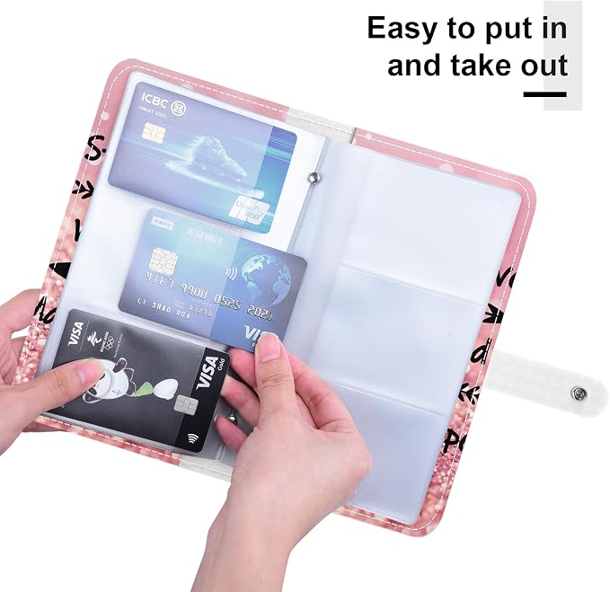 Rouidr Business Card Organizer, RFID Business Credit Card Holder with 96 Card Slots, Portable Leather Card Wallet for Women, Work Hard