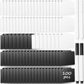 Siifert 100 Pcs Basket Labels Clip Set for Storage Bins Include Removable PVC Bin Label Holders with Chalk Markers for Kitchen Pantry Organization Labeling Box Shelf 48+2 96+4 (Black White)