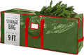Christmas Tree Storage Bag - Stores 9 Foot Artificial Xmas Holiday Tree, Durable Waterproof Material, Zippered Bag, Carry Handles - Protects Against Dust, Insects and Moisture (Green)