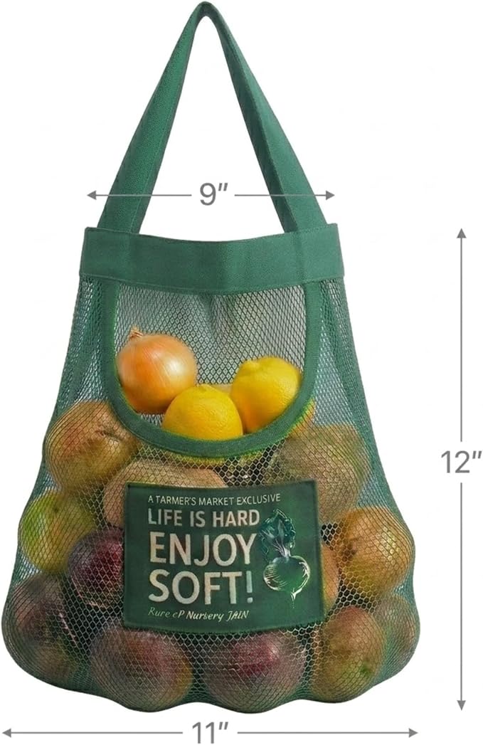 Durable Reusable Hanging Storage Mesh Bags for Fruits, Vegetables, Garlic, Ginger & Potatoes, Kitchen Storage Mesh Bag, Breathable Storage Bags for Pantry, Home Decor & Kitchen Decor (2 blue bags)