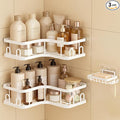 Veken Corner Adhesive Shower Caddy 3-Pack with Soap Holder&Hooks,No Drilling Shower Shelves,Rustproof & Waterproof Bathroom Organizers and Storage,Rack for Small Spaces, Kitchen&Rental-Friendly,White
