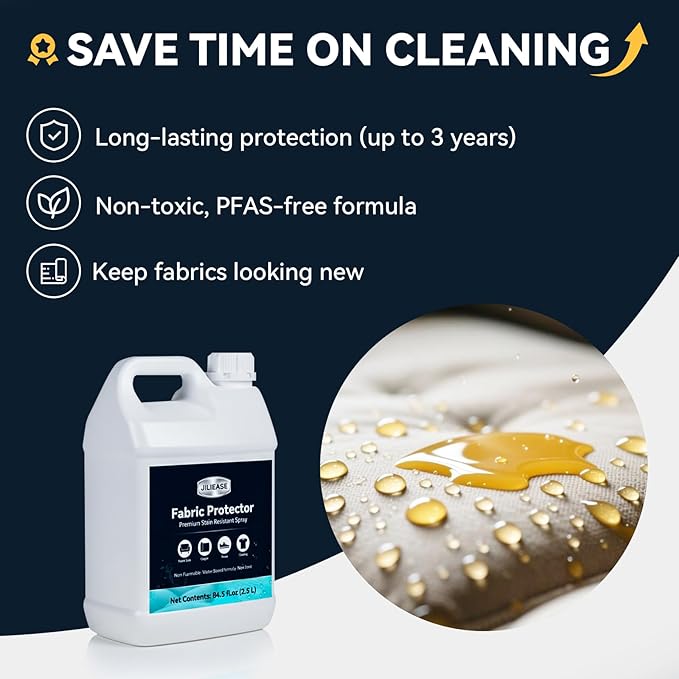 Fabric Protector & Stain Resistant Spray – Non-Toxic Water-Based Upholstery & Carpet Protector for Sofa, Couch, Chairs, Shoes, Rugs, Outdoor Furniture – Waterproof Stain Guard (84.5 fl oz)