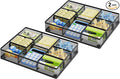 Marbrasse 2Pack Desk Drawer Organizer, Metal Mesh Drawer Organizer Tray with 5 Adjustable Compartments,Desk Organizers and Accessories for Home,Office,Kitchen,Makeup,Vanity (Black)