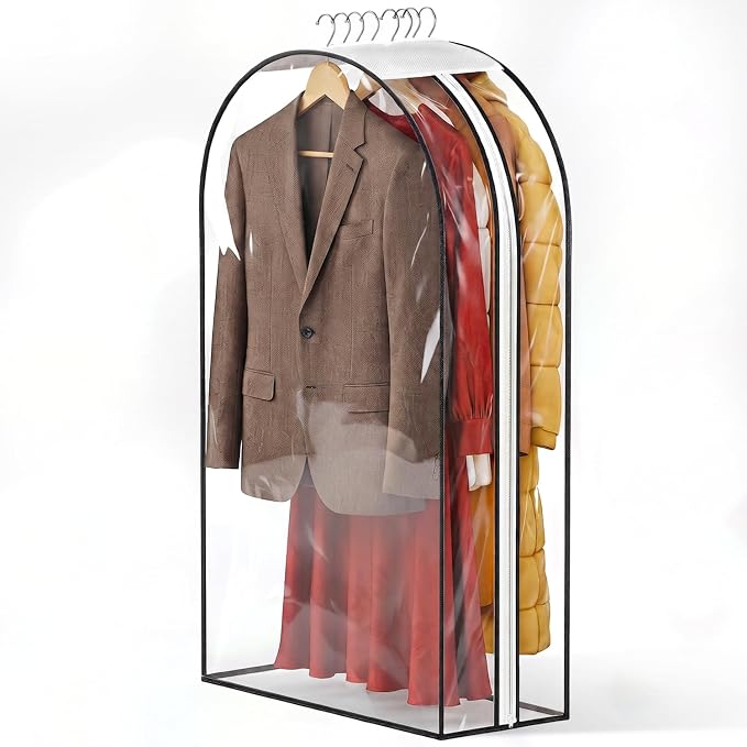 Handy Laundry Clear Garment Bags for Hanging Clothes, 50" Suit Bags with 10" Gusset, Heavy Duty Closet Storage Covers for Coats, Dresses, Shirts, Jackets, Dustproof & Breathable, 1 Pack