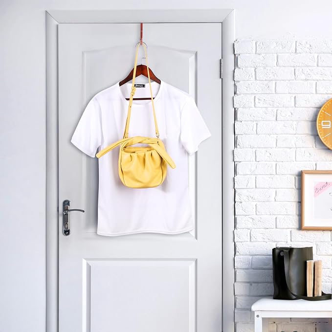 Hotop 2 Pcs Over The Door Hooks Over Door Hanger Sturdy Valet Hooks Mounted Hanging Storage Organizer Rack for Clothes Coats Towels Hats Scarves Purses(Rose Gold)