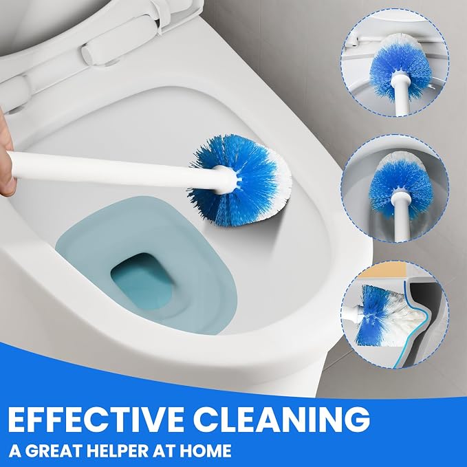 Toilet Brush Refills for OXO Toilet Brush Only 4 Pack Replacement Heads | Toilet Brush Replacement Head for Deep Bathroom Toilet Bowl Cleaning, Blue & White, Nylon & Plastic Material Bristles