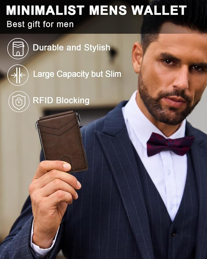 Wallet for Mens Minimalist Wallet 9-13 Cards RFID Blocking Slim Wallet | Money Clip & ID Window, Compact Smart Pop Up Card Wallet, Metal Aluminum Credit Card Holder Wallet, Birthady Gifts for Men