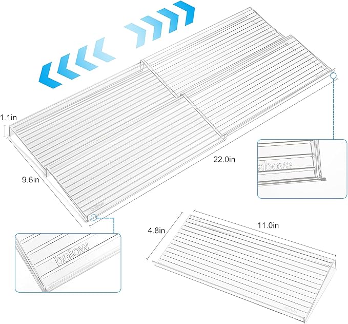 Spice Organizer for Drawer, 4 Pcs Clear Acrylic Drawer Seasoning Organizer, Expandable From 11'' to 22'' Spice Drawer Organizer, Ideal for Kitchen Spice Organization (Jars not included)