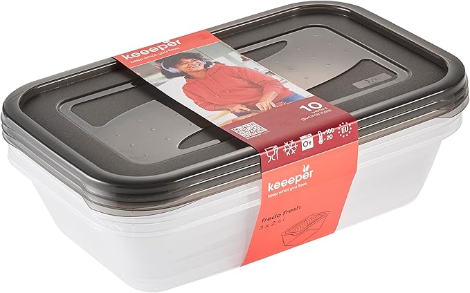 keeeper Set of 3 Fredo Fresh Food Storage Containers Rectangular 2.4 L