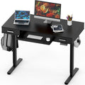 SHW 48-Inch Electric Height Adjustable Desk w/Keyboard Tray, Black | w/ 2 Drawers | Memory Presets and Cable Management | Hanging Hooks