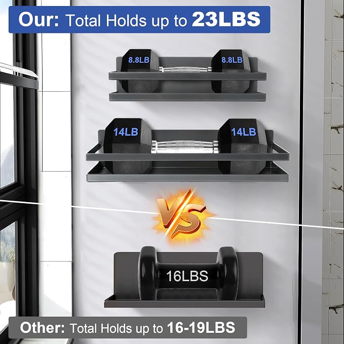 Uten Large Magnetic Spice Rack for Refrigerator 2 Pack, Gray | Heavy Duty Metal Magnetic Shelves, Capacity of up to 23lbs, Muti-Use for Kitchen, Washing Machine, 16"*4.5" and 12"*4"