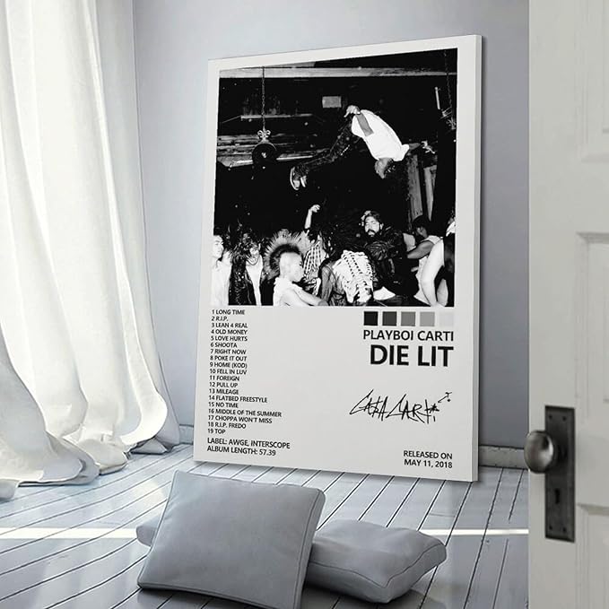 OrdaLi Playboi Carti Die Lit Art Poster - Album Cover Canvas - Living Room & Bedroom Decor - 12x18inch (30x45cm) Frame-Style