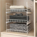 2-4 Tier Expandable Cabinet Pull Out Basket,Carbon Steel Stackable Shelf Baskets Organizer,Stackable Storage Bins,for Office Bathroom Bedroom,White-3 Tier