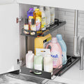 JAQ Under Kitchen Sink Organizer, 2 Tier Metal Slide Out Under Cabinet Storage Shelves Rack for Kitchen Bathroom Pantry Lanudry, Attractive emoji Smile Handle (Black, 1 Pack)