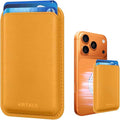Magnetic Wallet Cell Phone Card Holder for Phone Case with Mag-Safe, Stronger Magnetic RFID Leather Phone Wallet Stick on Series of iPhone 17/16/15/14/13/12 and Pro/Promax, Yellow