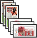 JupDec 11 × 22 Up to 13 × 24 Newspaper Frame, Premium Wood Display Case with Acrylic Panel, Wall Mount or Tabletop Stand, Perfect for Home & Office Decor, Ideal Gift for Collector, 6 Pack, White