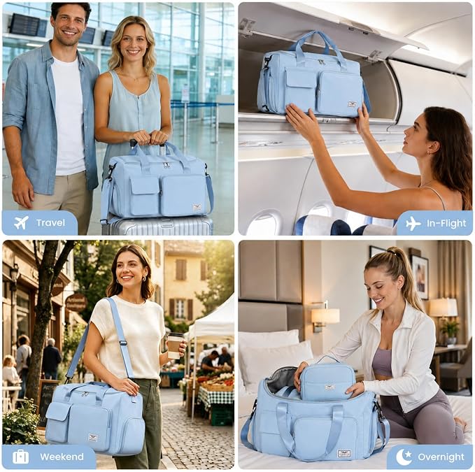 FIORETTO Women's Gym Duffle Bag with Shoes Compartment, 30L Capacity, Ideal for Travel, Gym, Sports, Duffel, Weekender