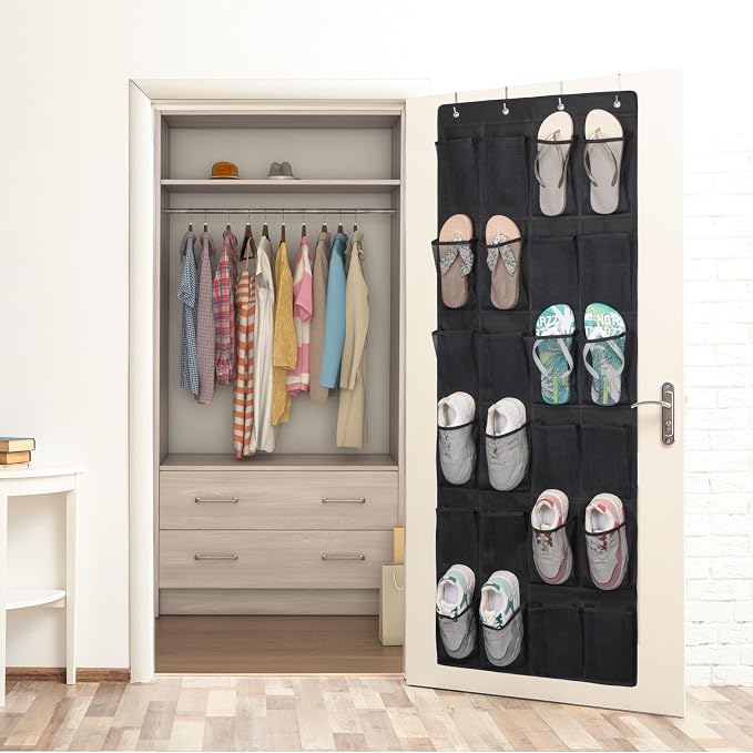 F-color Over the Door Organizer for Cruise - 24-Pocket Hanging Organizer | Tool-Free Mount with 4 Metal Hooks, See-Through Mesh Pockets, Lightweight & Foldable, Space-Saving for Travel and Daily Use