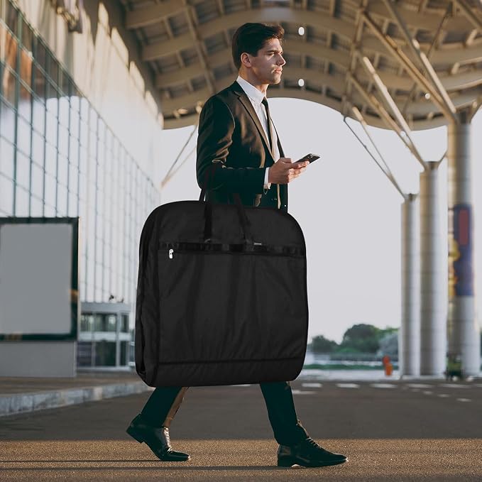 Limoomil Heavy Duty Waterproof Garment Bag for Travel, Tear Resistance Suit Bag for Men Travel for Suits, Tuxedos, Coats, Uniform. 54 inch