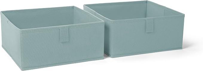 RiverRidge Kids 2pc Folding Storage Bins Set - 10.5” Bin Organizers with Handles - Sea Green Closet Organizers & Storage for Toys, Games, Shoes - Foldable Cube Storage Organizer Bins for Playroom