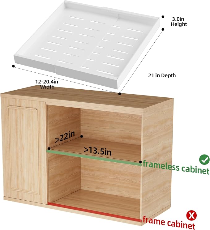 4 Pack Expandable Pull Out Cabinet Organizer | fixed by nano adhesive film, no drilling,heavy duty sliding drawer,suitable for kitchen, pantry cabinet storage