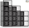 Stackable Shoe Storage Boxes, Clear Front Drop Door, Foldable Plastic Organizer with Ventilation, 12 Pack