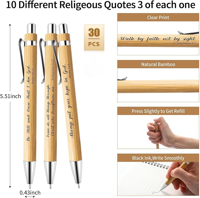 60 Pcs/30 Sets Christian Gifts Bulk Bible Verse Spiral Notebook and Pen Prayer Journal Religious Scripture Notepad Inspirational Christmas Gifts for Bible Study Groups & Church Families