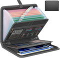 Fireproof Accordion File Organizer, Portable Expanding File Folder with Waterproof Zipper&Labels, Dark Gray Document Organizer with 13 Pockets, File Organizer for Important Document/Paper Storage