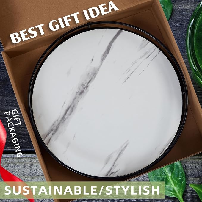 12 Inch White Wood Lazy Susan,360° Decorative Turntable for Countertop