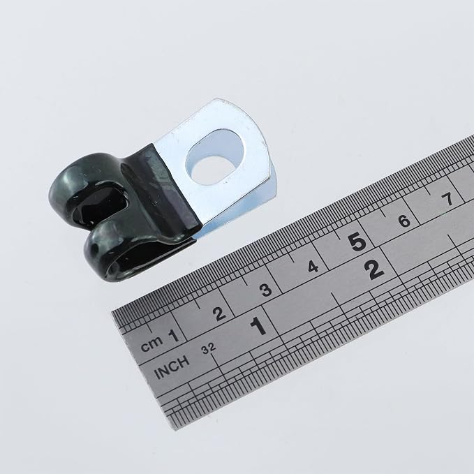 Antrader 20Pcs 0.39inch R-Type Carbon Steel Rubber Coated Cable Clamps | 10mm Protective Insulated Cable Organizer,Metal Cord Fastener for Wiring Management