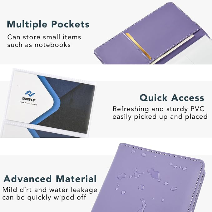 Leather Professional Business Card Holder Organizer Book - 300 Card Capacity Premium PU Folder with Soft Cover, Name Card Credit Cards Binder for Men/Women, Charm Purple