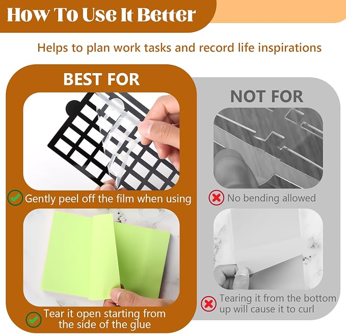 4" x 6" Sticky Notes Stencil and Holder Set with 5 Planner Stencils 100 Sheet Self-Stick Sticky Notes Black Acrylic Post It Note Stencil Holder Memo Organizer for Classroom Office Desk Organizer