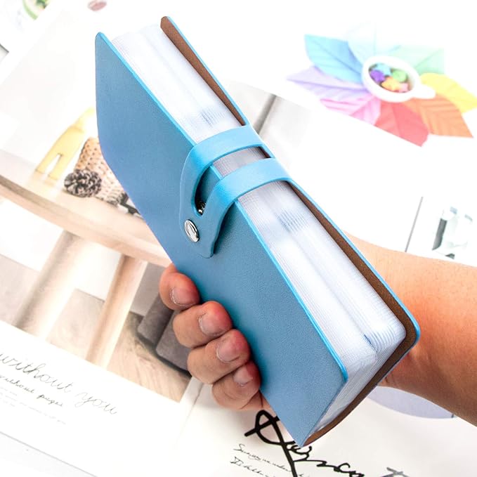 Padike RFID Credit Card Holder Business Card Organizer Business Card Holder, with 96 Card Slots Credit Card Protector for Managing Your Different Cards to Prevent Loss or Damage (Azure)