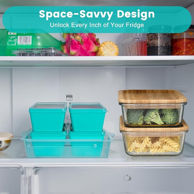 Gemice 2-Cup Silicone Freezer Molds with Lids, Individual 4-Pack | Oven & Dishwasher Safe, BPA-Free Soup Portion Cubes Trays, Freezer Containers for Food Storage