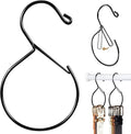 MEILIDY Metal Belt Hanger with Safety Buckle for Closet, Black, 2 Pcs | Compact Belt Rack, Easy to Hang, Fits for Belts, Ties, Jeans, Scarves, Hats, Purses, Jewelries, Cords, Carabiners
