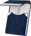 Business Card Holder with Magnetic Closure, Slim Metal PU Business Card Case for Men Women, 3.7 x 2.3 inches RFID Blocking Credit Cards Holder for Pocket or Bag Storage, Dark Blue