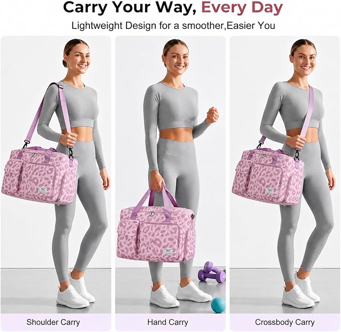FIORETTO Women's Gym Duffle Bag with Shoes Compartment, 30L Capacity, Ideal for Travel, Gym, Sports, Duffel, Weekender
