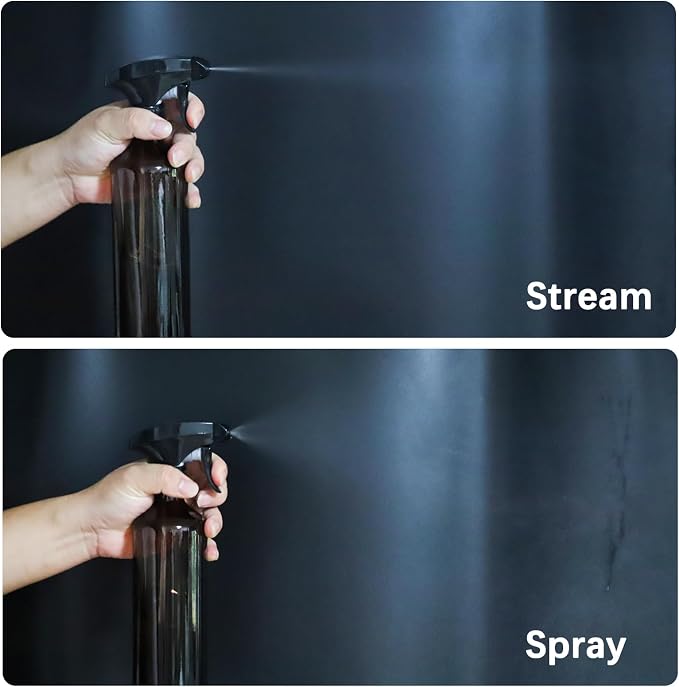 OFFIDIX Glass Spray Bottles for Cleaning,16 OZ 2 Pack Continuous Empty Water Mister Spray Bottles for Hair,Plants Mister,Adjustable Nozzle,Amber