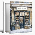 Winter Snowy Bookshop Art Aesthetic Poster Canvas Wall Art Decoration Living Room Home Decor Bedroom Decoration Poster Framed8x12inch