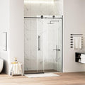 WinZo Frameless Shower Door 50-54 in W x 75 in H, Sliding Shower Door with 5/16"(8mm) Clear Tempered Glass Shower Doors, Easy to Clean Bathroom, Silent Soft-Close Design, Matte Black
