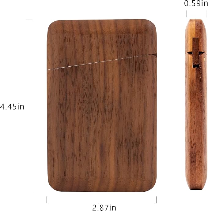 sunking Walnut Wood Business Card Holder with Magnetic Closure, Handmade Wooden Business Card Case Holds Up to 28 Cards, Slim Professional Card Holder for Men & Women, Executive Office Gift(Walnut-2)