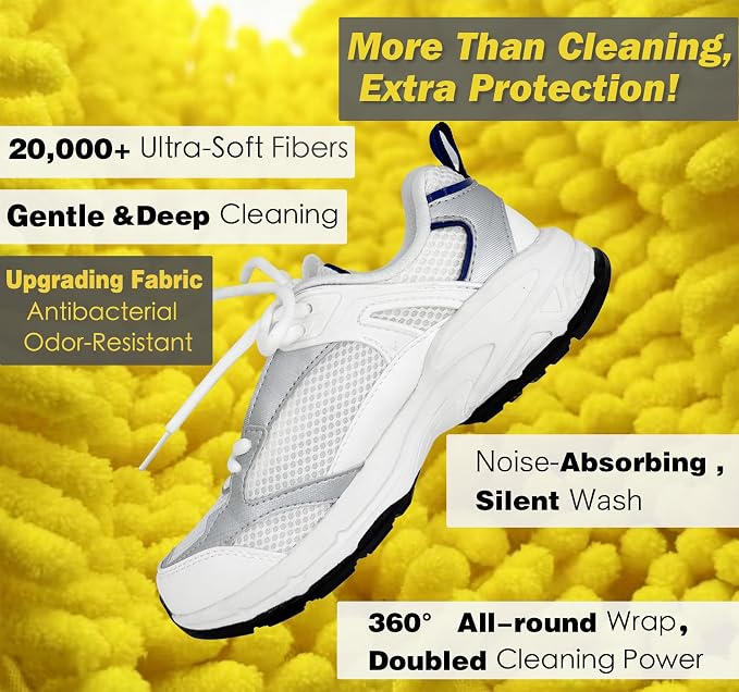 Shoe Washing Machine Bag,Laundry Shoe Bag for Washer and Dryer,Reusable Shoe Cleaning Bag for Sneakers,Tennis Shoes,With Self-locking Zipper, Microfiber Inside,Include Shoe Bag (Pro Yellow - 1 Pack)