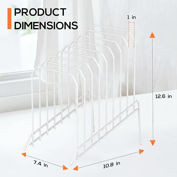 Incline Sorter Desk File Organizer, Metal Desk Magazine Folder Holder with 8-Section Vertical Compartments Rack File Organizer for Office, Home, School