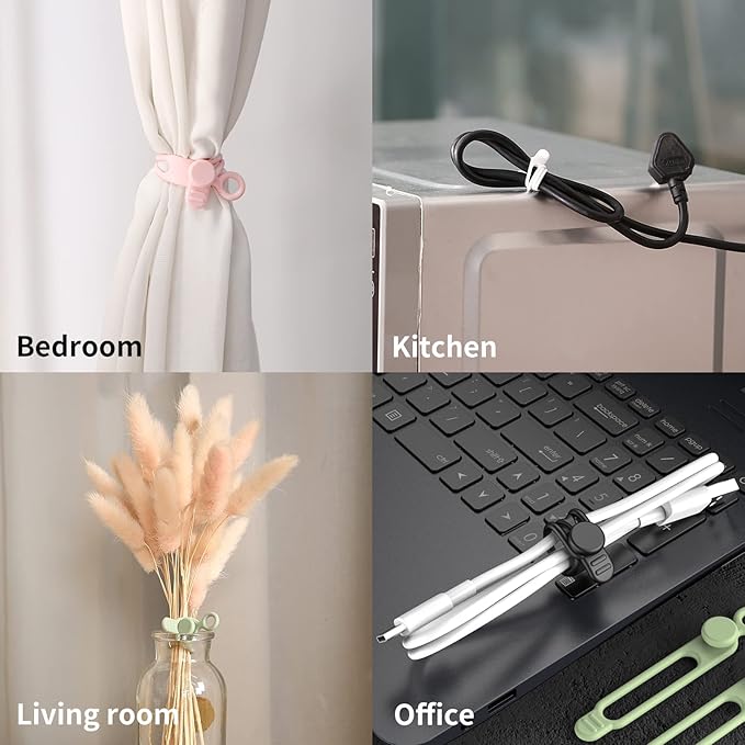 UMUST 35pcs Silicone Cable Ties,Reusable Cable Management Organizer, Wire Ties，Travel Cord Ties，Cord Organizer for Bundling Cable Cords in Home,Office,Kitchen,School(5 Colors)