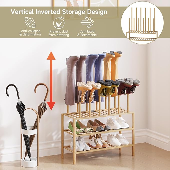 Detachable Boot Rack For Tall Boots Organizer,Outdoor Shoe Rack Storage | 3-Tier Multiuse Shoe Rack For Tall Boots,Closet Organizers And Entryway Storage,Suitable For All Seasons