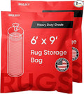 Two Heavy Duty Rug Storing Bags for Packing, Moving & Shipping - Premium USA Made Quality - Tear-Resistant Polyethylene - Waterproof, Dustproof - BPA free - Fits Rugs Up to 6x9 - Zip Tie Closure