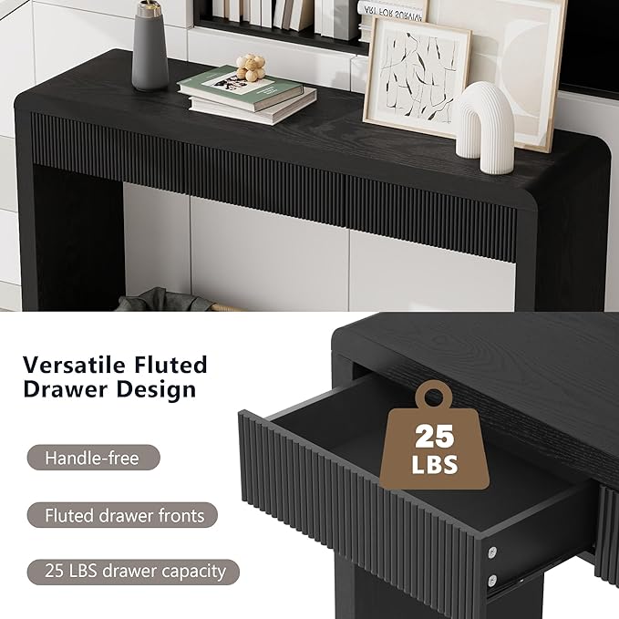 Modern Entryway Console Table 55-Inch Entry Sofa Table with Storage Drawers for Living Room Hallway Accent Furniture, Black